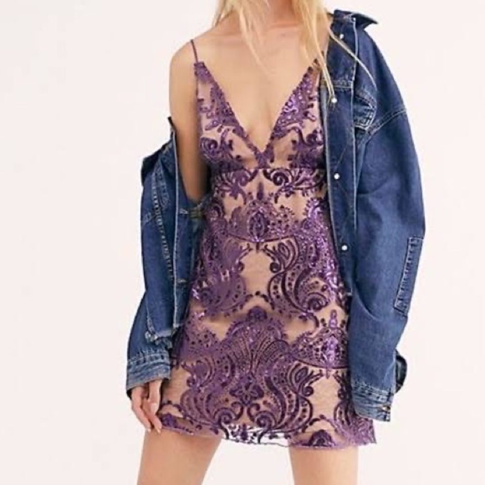 Free People Night Shimmer Mini Dress